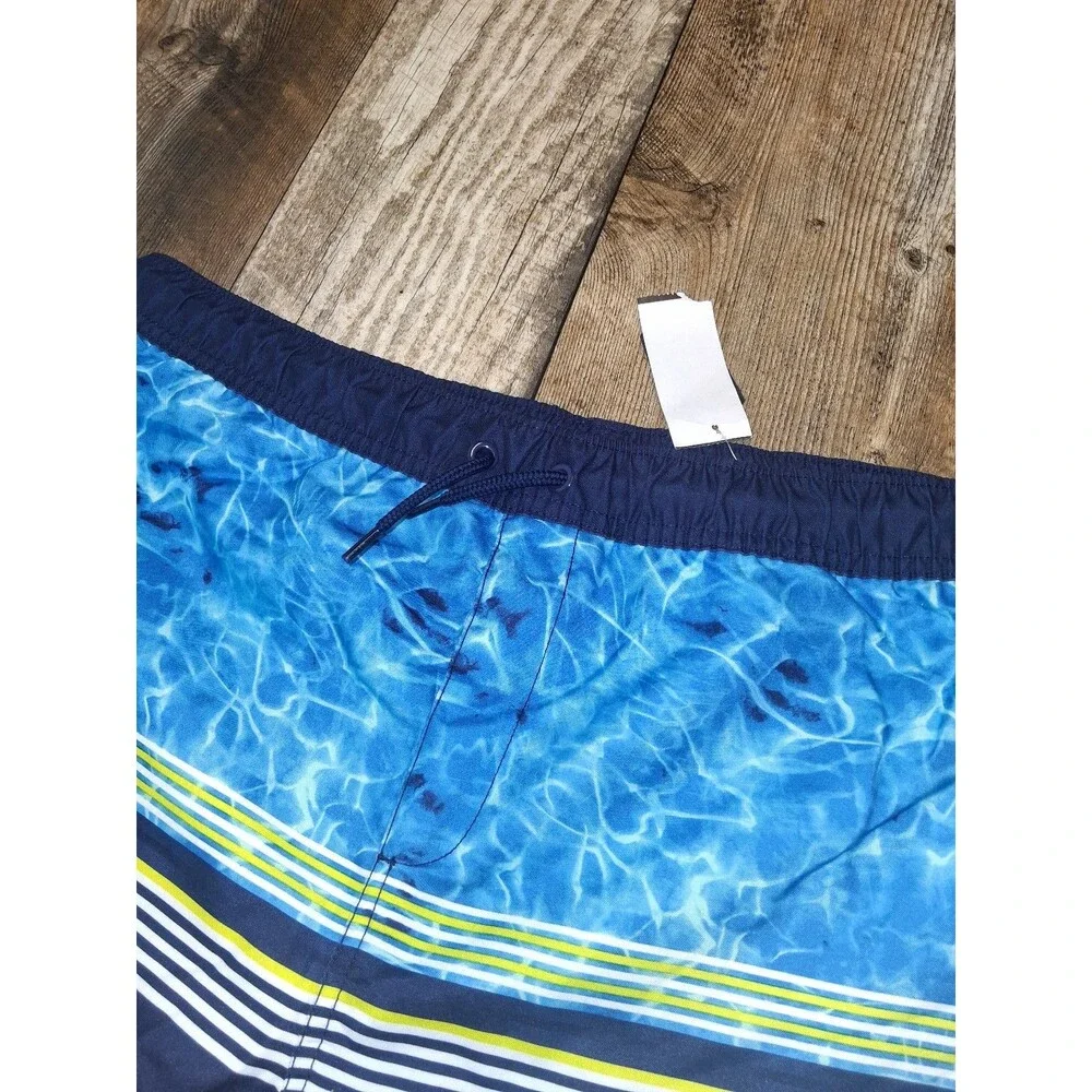 NWT! Boys Lands' End Multi-Mixed Stripe Printed Swim Trunks, XXL Husky (18H-20H)